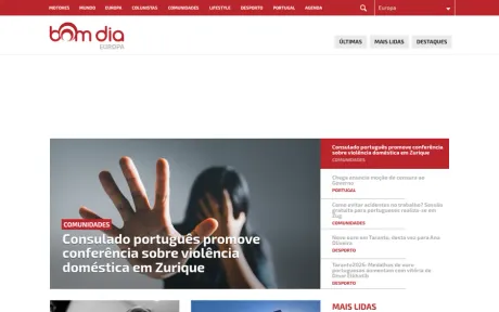 Website Bom Dia Europa, desktop