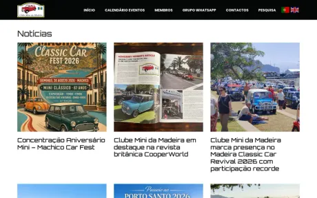 Website Clube Mini Madeira, desktop