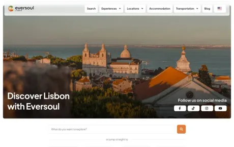 Website Eversoul Lisbon, Tours e atividades, no computador
