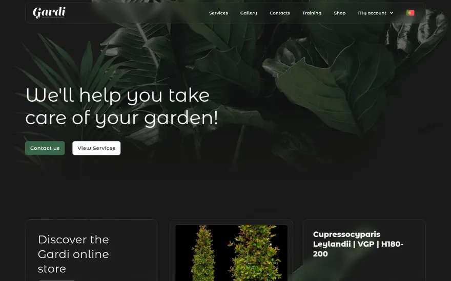 Website Gardi, no computador