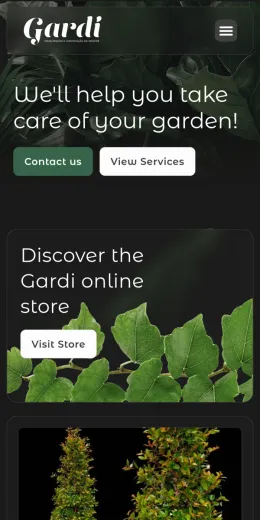 Website Gardi, no telemóvel