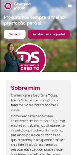 Website Georgina Moura, no telemóvel