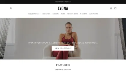 Website Lyona Sportswear, no computador