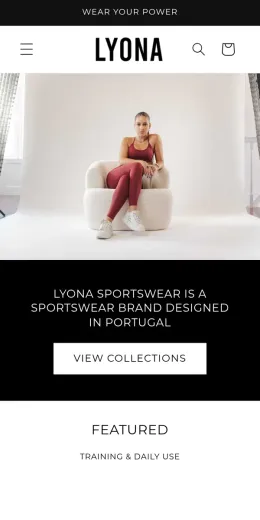 Website Lyona Sportswear, no telemóvel