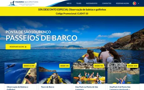 Website Madeira Sea Emotions, Reservas online, no computador