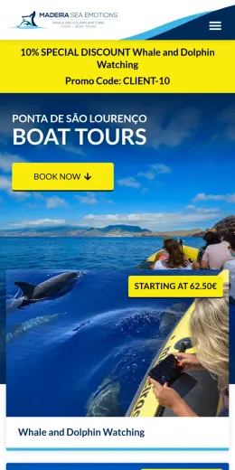Website Madeira Sea Emotions, no telemóvel