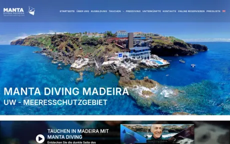 Website Manta Diving Madeira, desktop