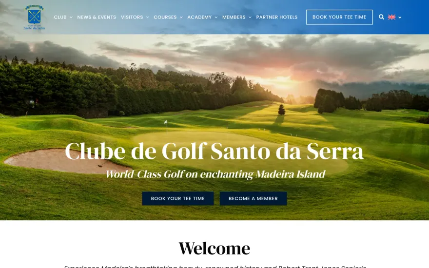 Website Santo da Serra Golf, no computador