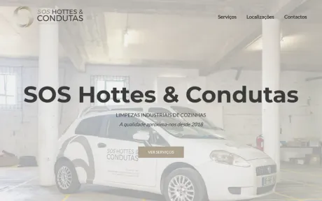 Website SOS Hottes & Condutas, Limpezas industriais de cozinhas, no computador